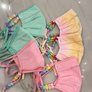 Colorful Kids Face Masks with Beaded Straps